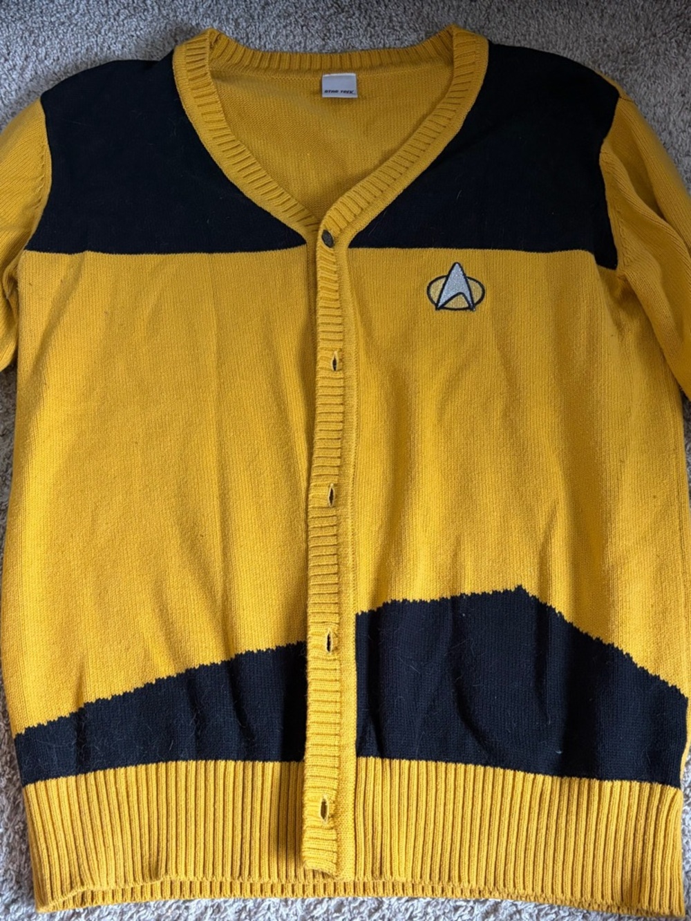 Oversized Women’s Yellow & Black Star Trek Cardigan Sweater